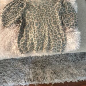 Anthropologie Beige and Green Knit Sweater